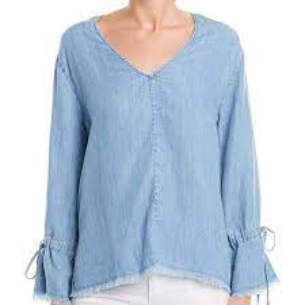 Rails Zimi Linen Blend Denim Chambray Top - image 4